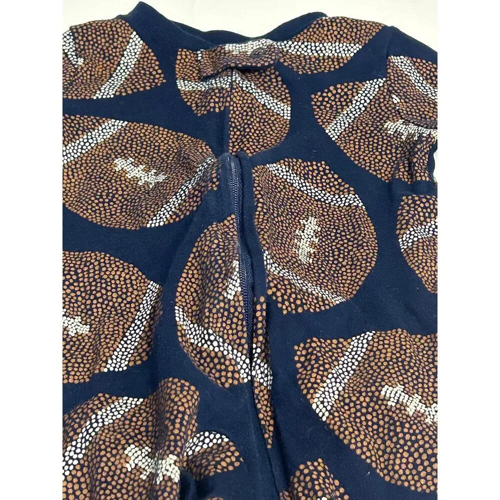 Carters Navy & Brown Football sleeper pajamas sz 6 months